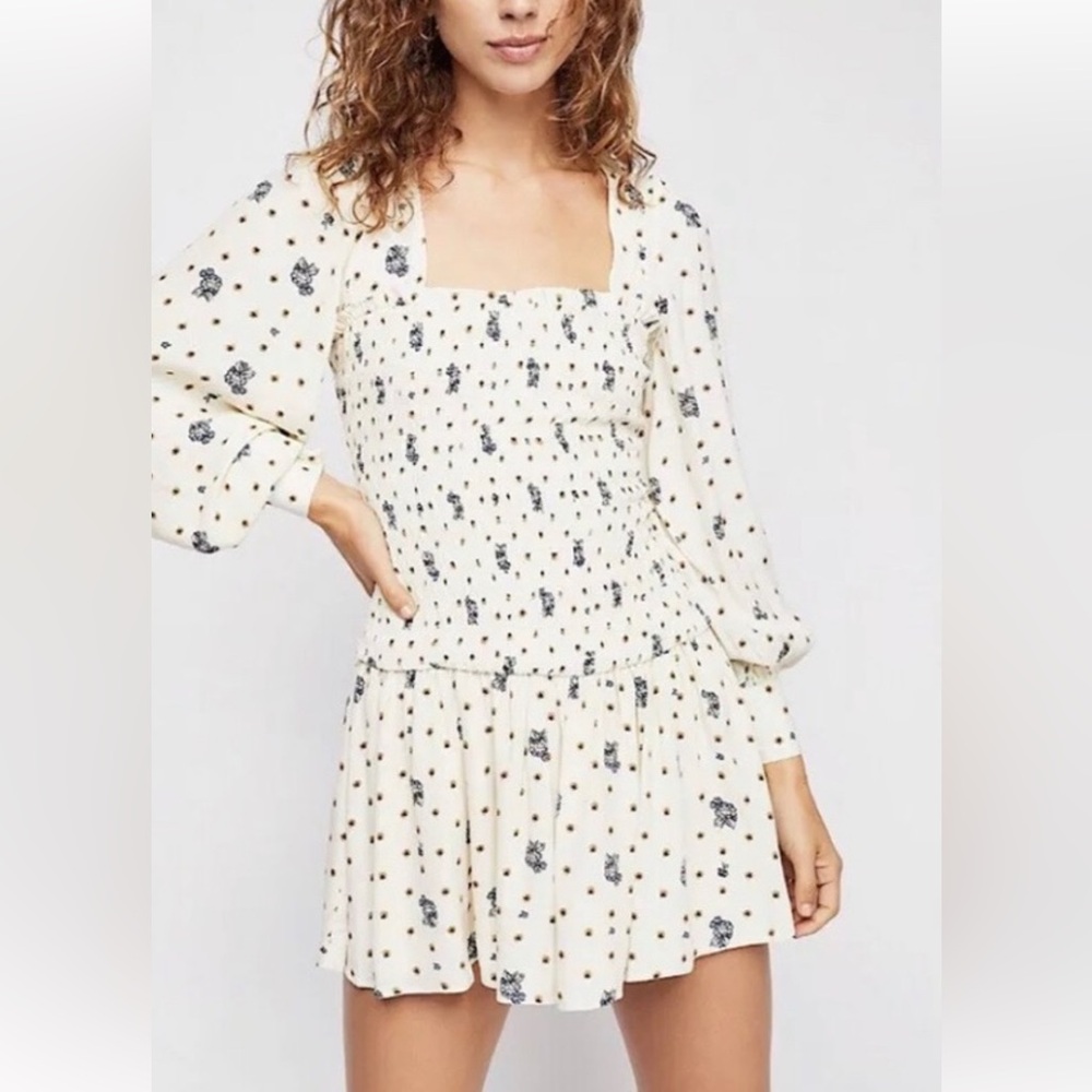 Free People Floral Mini Dress in Tea Combo size Small